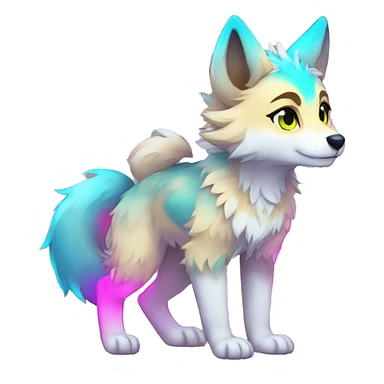 Anthro Colorful Shiny Fionbri-Falvie-sparkle-wolf-sona with neon markings full body sticker