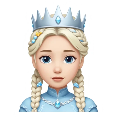 braided hair ice princess with crown sticker