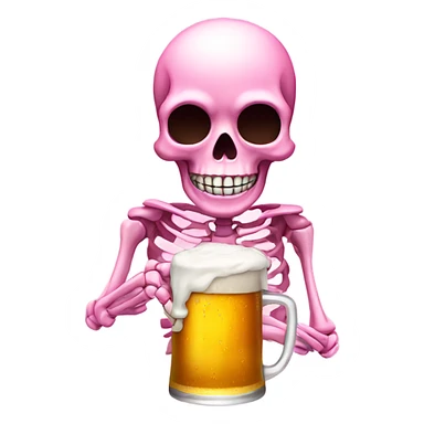 Cute Pink Skeleton with beer sticker