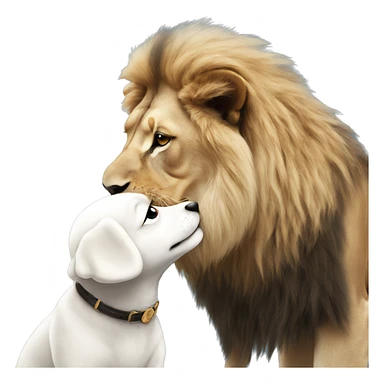 Lion kissing a Bichon  sticker