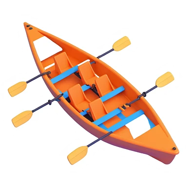 blue four-person Olympic rowing boat, top view sticker