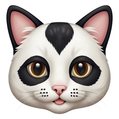a black and white chat, with mustache birthmark in the mouth sticker