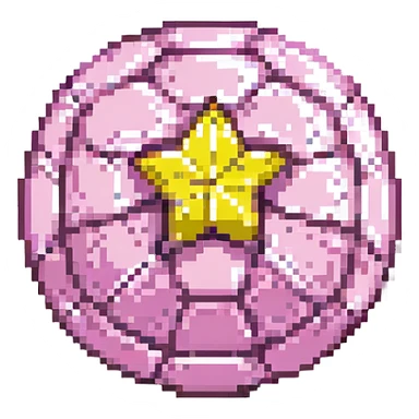 A pink and shining football with a yellow star sticker