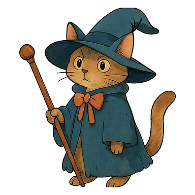 ghibli style wizard cat sticker