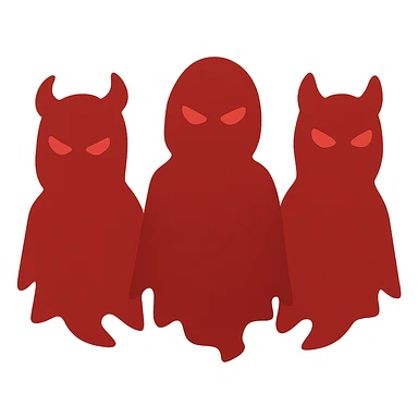flat toon style three red shadowy forms side by side sticker
