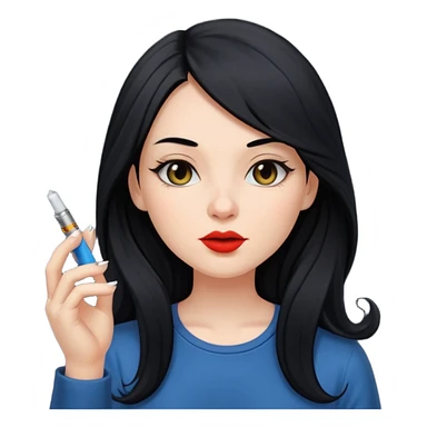 Girl with long black hair smoking cigarette and a vape  sticker