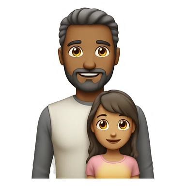 Papá de color claro con barba con su hija al lado con pelo largo  sticker