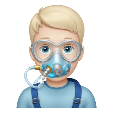 boy with oxygen mask for sea sticker
