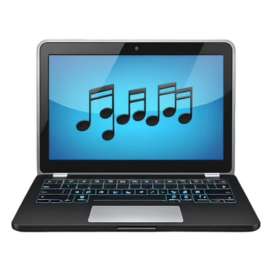 laptop with musical notes around sticker