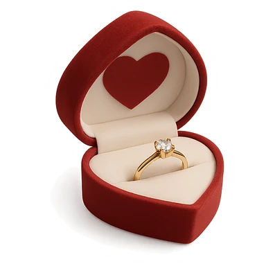 love-themed ring box with heart sticker