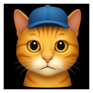 Change the cat's face expression to normal, keeping the blue cap, in emoji style. sticker