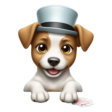 A puppy playing poker  sticker