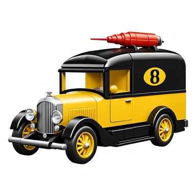 Ron’s Professional exterminator’s antique tall Bentley moving van hot rod (bug shaped) Lego  sticker