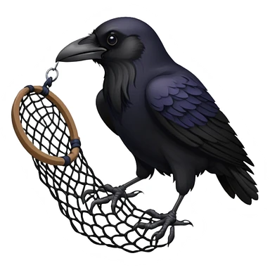 A raven getting caught by a hand net sticker