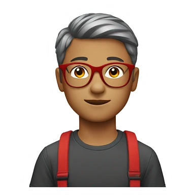 male, 12 year old, red glasses, red braces, short hair sticker