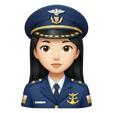 Asian girl with long black hair in the U.S. Navy sticker