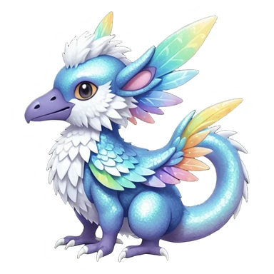Randomly-colored gradients-colored cute fuzzy realistic glittery Randomly-faerie-drake-colored sparkly exotic drake-Silvally-Trico-Fakémon-creature sticker