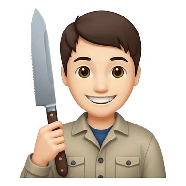 L'émoji : 😁 mais qui tien un couteau dans sa main sticker