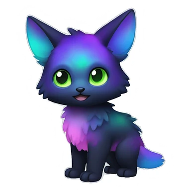 Cute cool black nebula fading green blue purple pink gradient animal hybrid Fakemon full body sticker