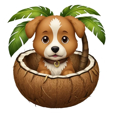 dog in a coconut sticker