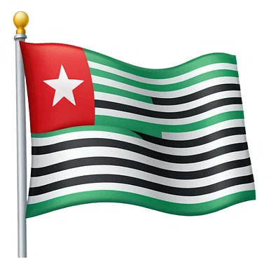 Flag with green and the top white background and red stars in the middle and black at the bottom sticker