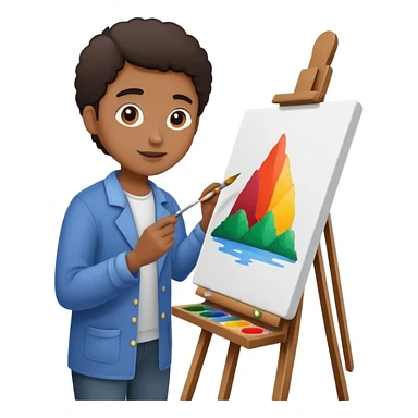 person painting a picture on an easel sticker