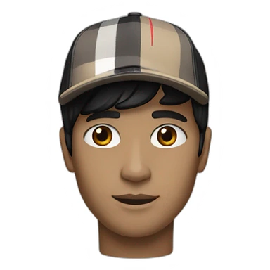 guy with white skin burberry cap and black mid-length hair sticker