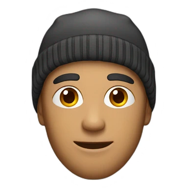 A man with a beanie sticker