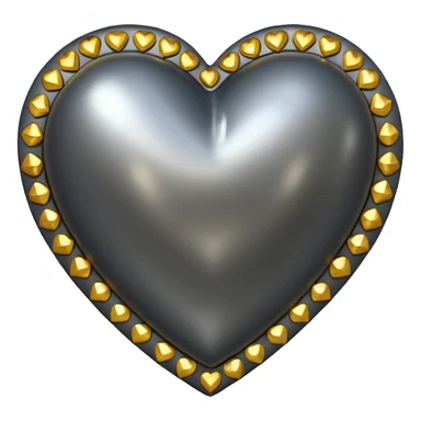 Dark grey metallic heart lined with gold gems sticker