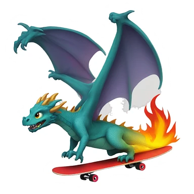 Dragon riding a skateboard down the hill breathing fire sticker