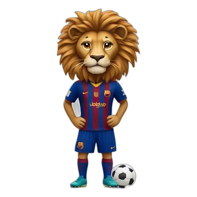 lion dressed in barcelona soccer gear sticker