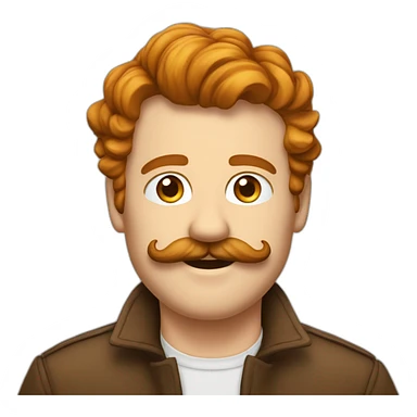 Homme blanc roux  bouclé mulet moustache sticker