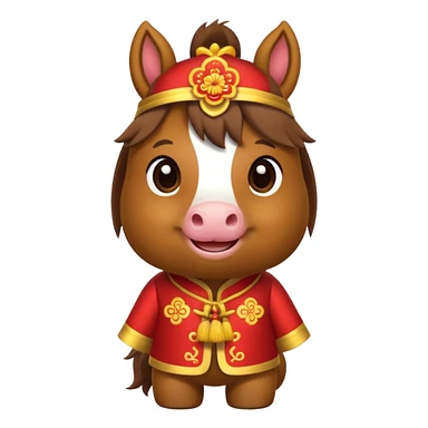 cute horse wearing a chinese new year costume sticker