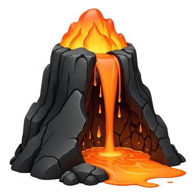 A lava flow spilling slowly over blackened rocks. sticker