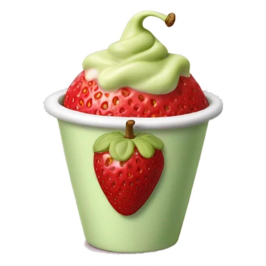Pistachio cream covered strawberry in a cup  sticker