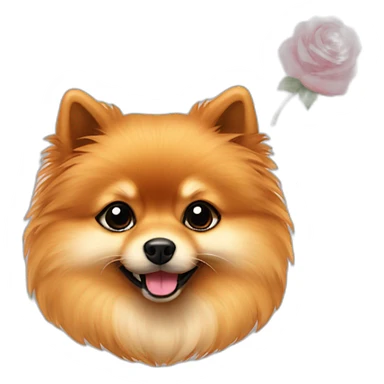 A pomerian with rose sticker