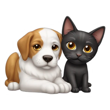 Cat on dog sticker