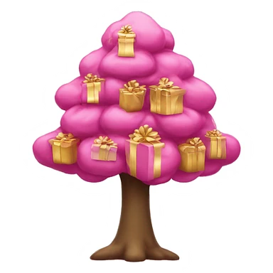 Pink christiams tree with gold presents  sticker