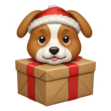 Dog in wrapped paper new yaer  sticker