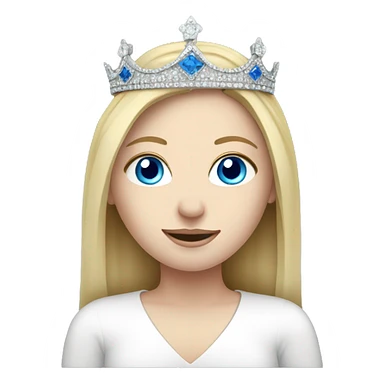 Pale white brunette girl on laptop wearing a crown blue eyes sticker