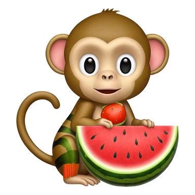 Monkey holding watermelon sticker