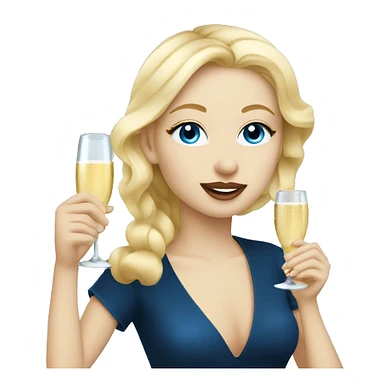 Blonde girl with blue eyes drinking Champagne and eating caviar  sticker