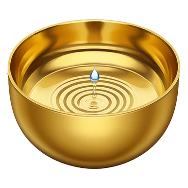 shiny gold bowl top view with water inside sticker