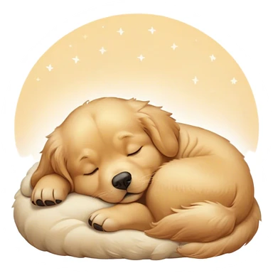 Cinematic Chubby Sleeping Golden Retriever Portrait Emoji, Chubby and serene, with a round, adorable build and a soft, fluffy golden coat, eyes gently closed in peaceful slumber, Simplified yet irresistibly endearing features, highly detailed, glowing with a gentle, dreamy glow, high shine, relaxed and content, stylized with a touch of whimsy, bright and heartwarming, soft glowing outline, capturing the essence of a blissfully sleepy pup, so comically serene it feels like it could roll out of the screen and snore with adorable charm! sticker