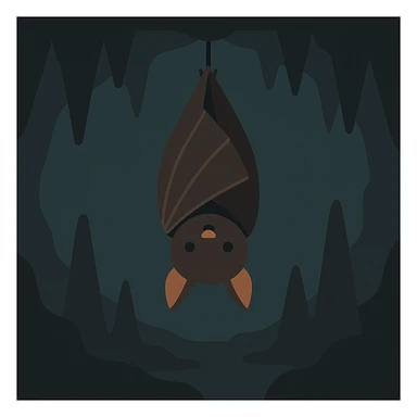 Flat design style bat in the cave sticker