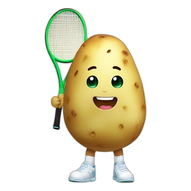 Kawaii potato in tennis uniform sticker