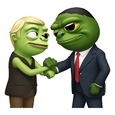 pepe and trump holding hands sticker