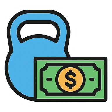 modern icon style kettlebell and money sticker