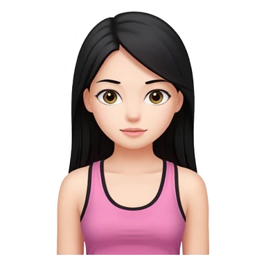 a pretty bratz fair girl with long straight black color hair and pink tank top on sticker