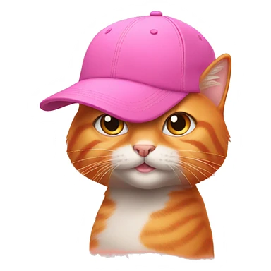 Orange cat wearing pink baseball cap  sticker